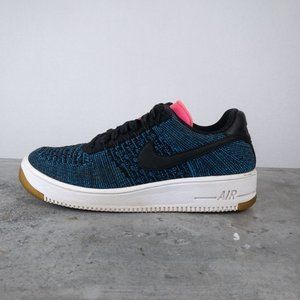 Nike Air Force 1 Flyknit Low Deep Royal Blue Digital Pink Size 7 Running Canvas